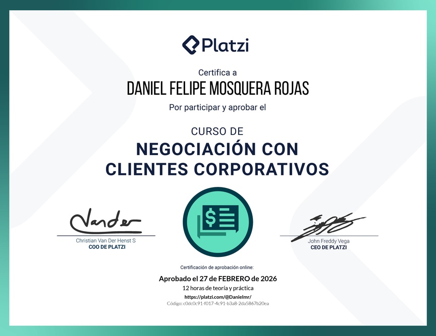 Diploma del Curso para Negociar con Clientes Corporativos