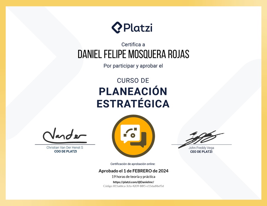 Diploma del Curso de Planeación Estratégica