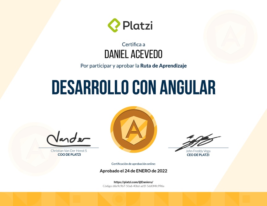 Diploma de la Ruta de Aprendizaje de Frontend a profundidad con Angular
