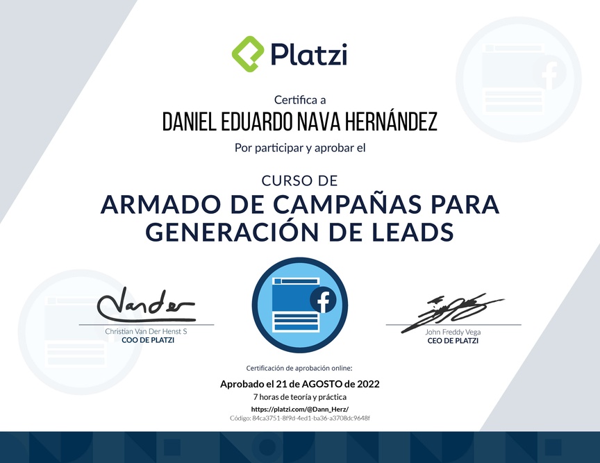 Diploma del Curso de Captación de Clientes con Meta Ads