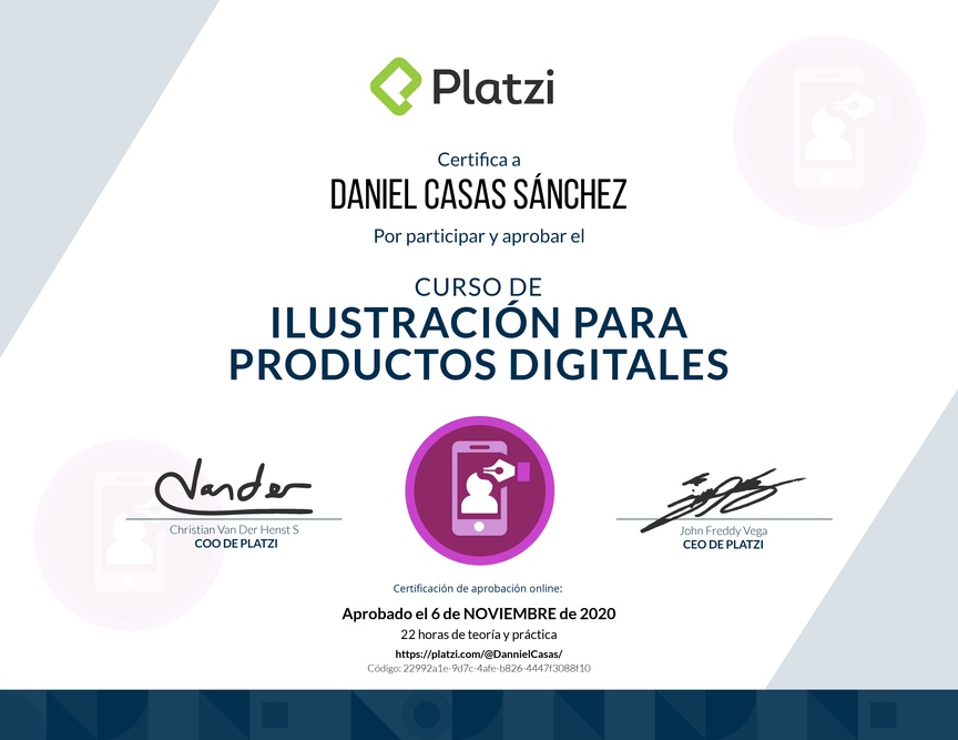 Diploma del Curso de Ilustración en Productos Digitales