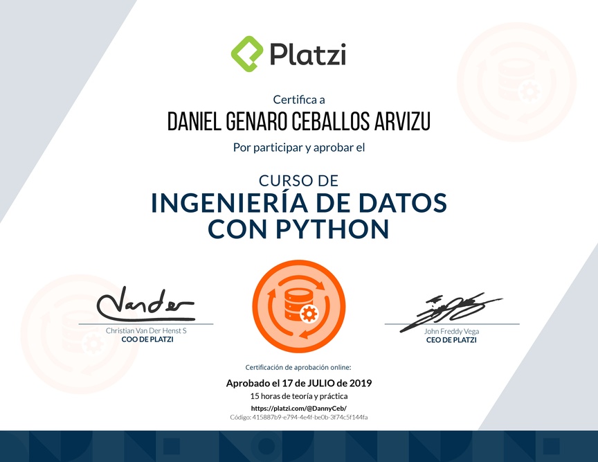 Diploma del Curso de Ingeniería de Datos con Python