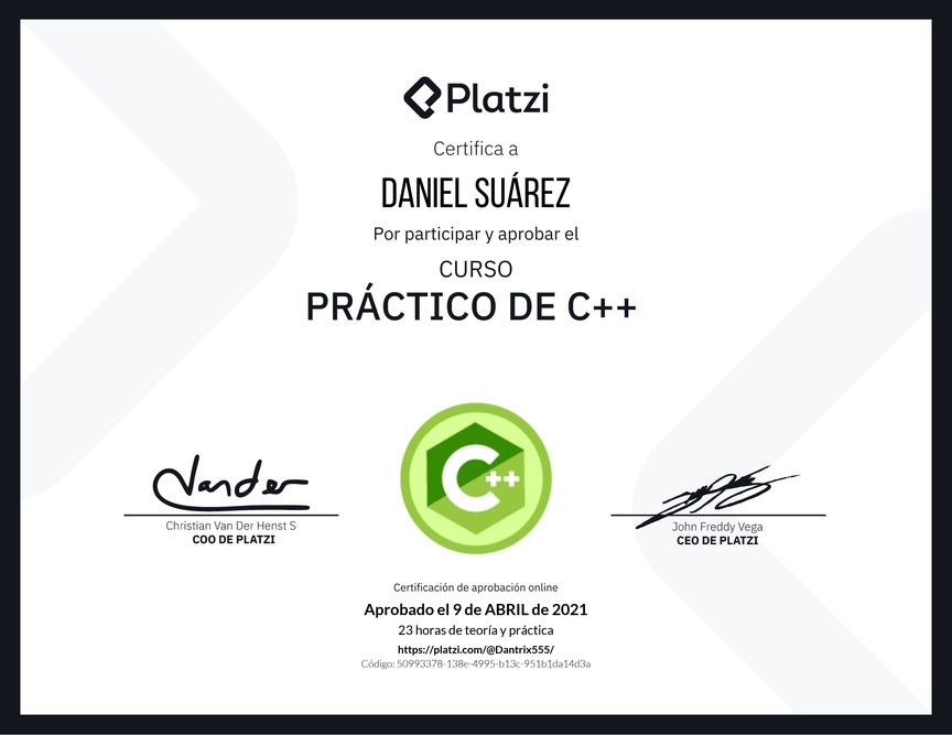 Diploma del Curso Práctico de C++