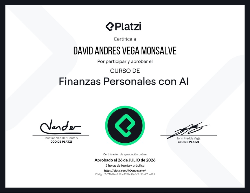 Diploma del Curso de Finanzas Personales con Inteligencia Artificial