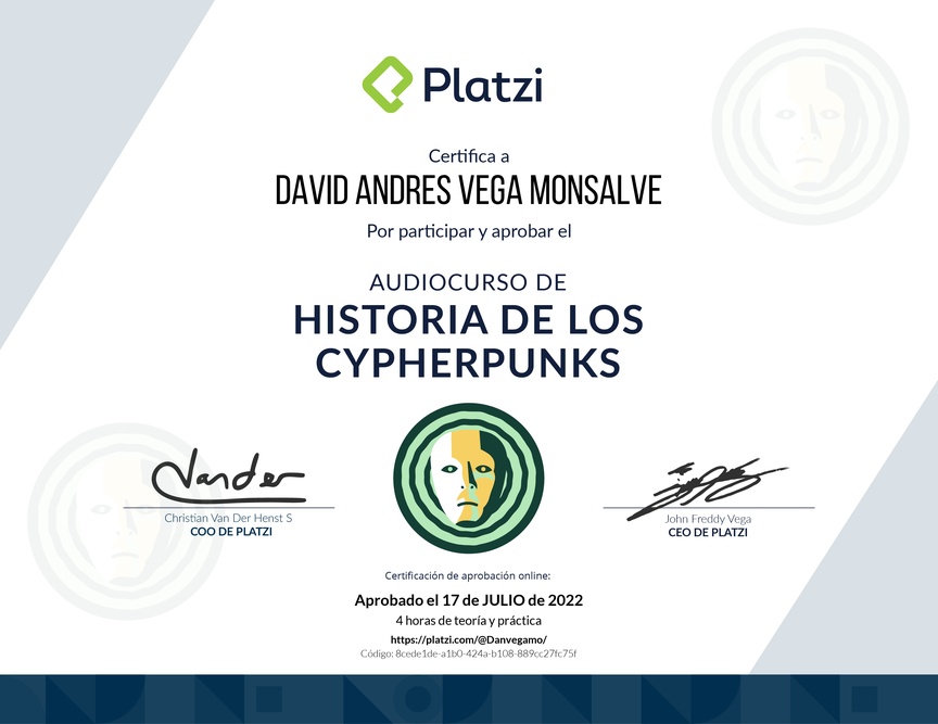 Diploma de Audiocurso de Historia de los Cypherpunks