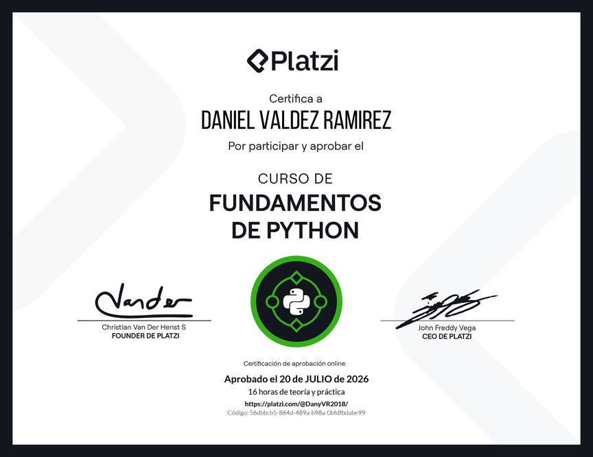 Diploma del Curso de Fundamentos de Python