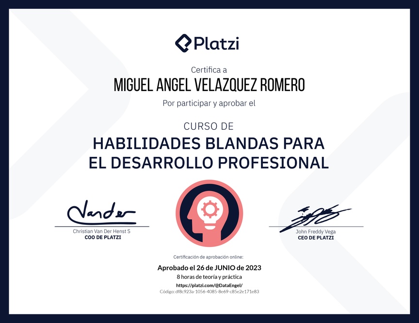 Diploma del Curso de Habilidades Blandas para el Desarrollo Profesional