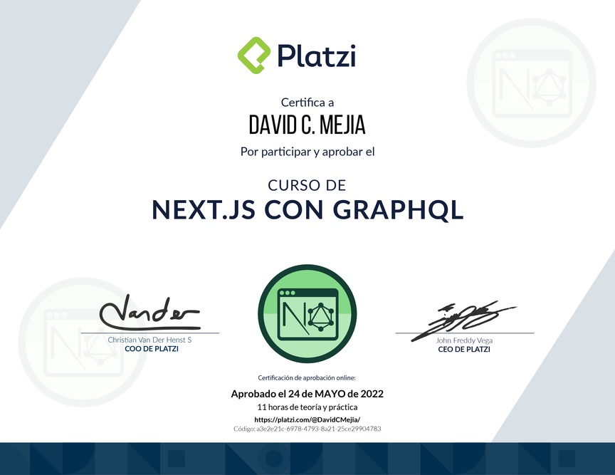 Diploma del Curso de Next.js con GraphQL