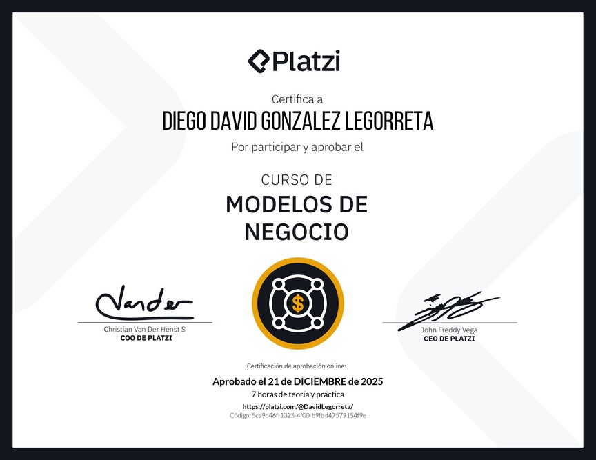 Diploma del Curso de Modelos de Negocio