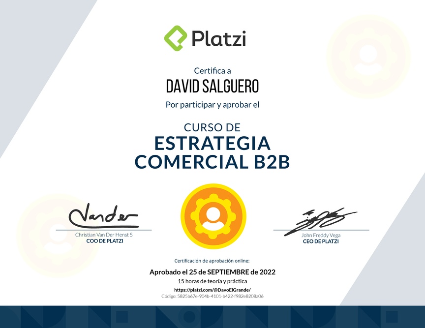 Diploma del Curso de Estrategia Comercial B2B