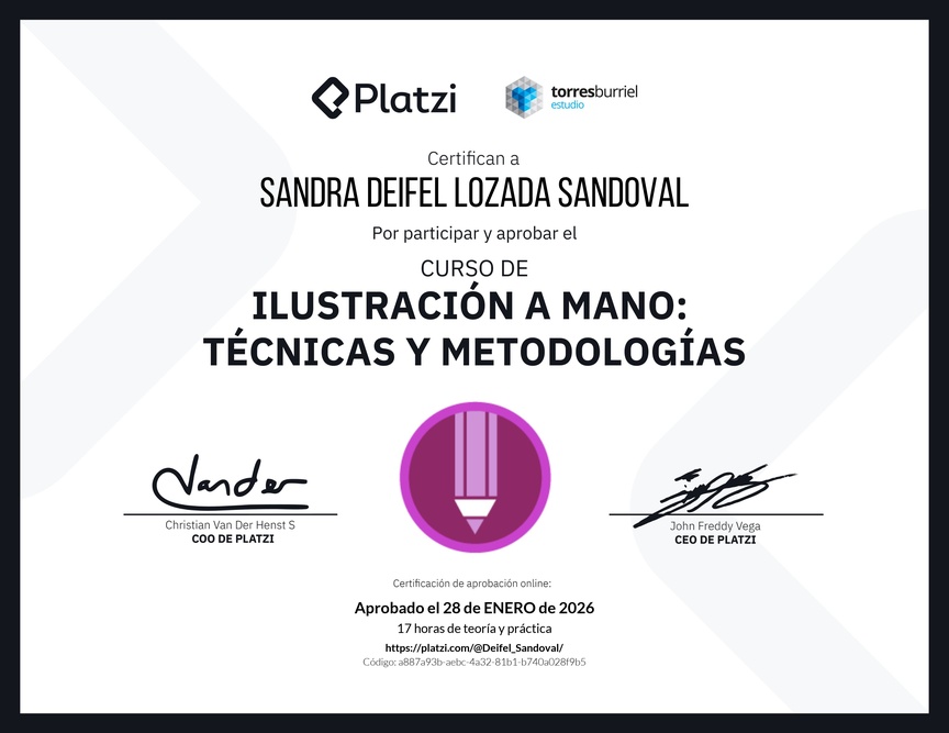 Diploma del Curso de Ilustración a Mano: Técnicas y Metodologías