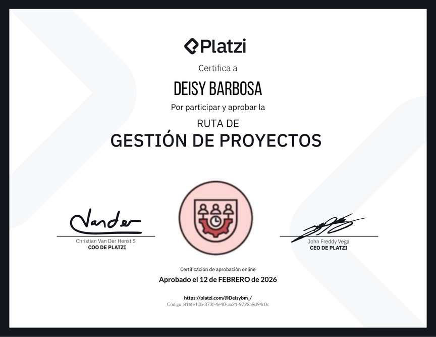 Diploma de la Ruta de Aprendizaje de Gestión de proyectos