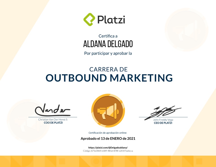 Diploma de la Ruta de Aprendizaje de Outbound Marketing