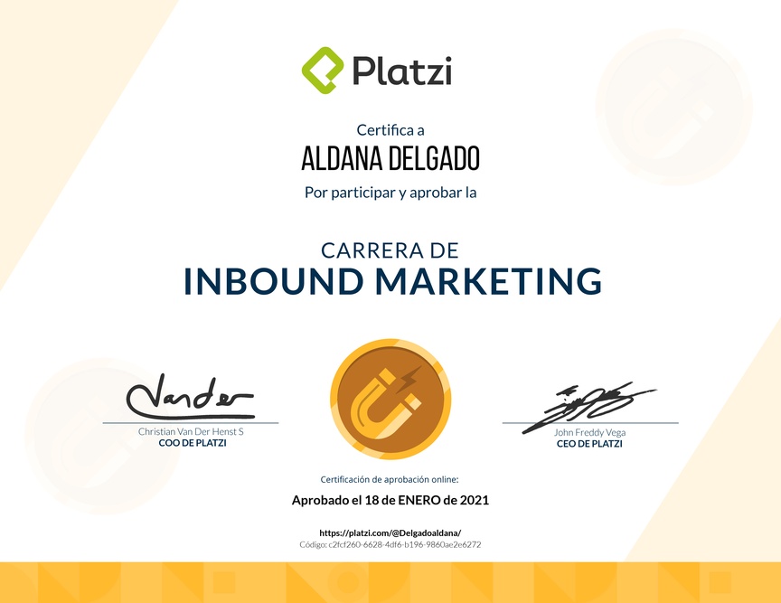 Diploma de la Ruta de Aprendizaje de Inbound Marketing