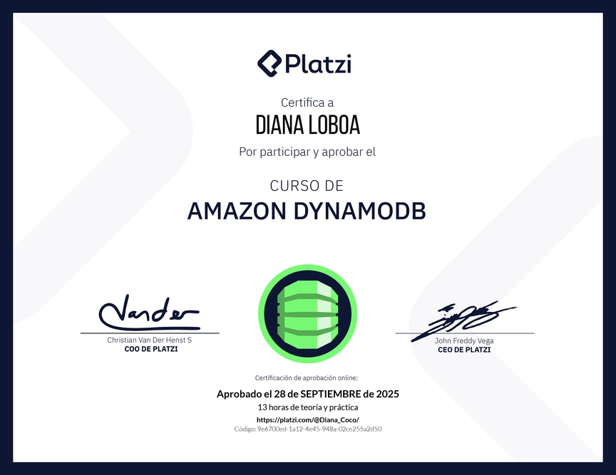 Diploma del Curso de Amazon DynamoDB