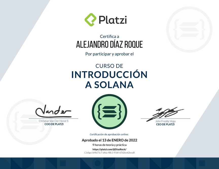 Diploma del Curso de Introducción a Solana