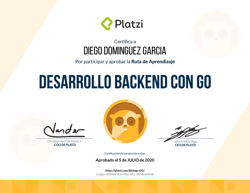Diploma de la Ruta de Aprendizaje de Desarrollo Backend con Go