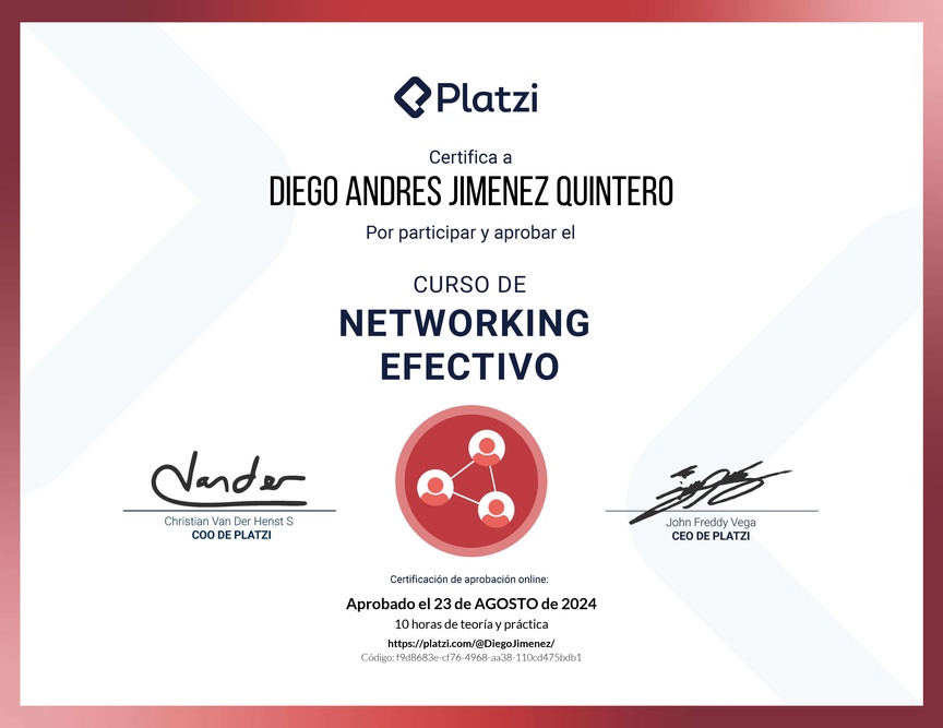 Diploma del Curso de Networking para Construir tu Red de Contactos