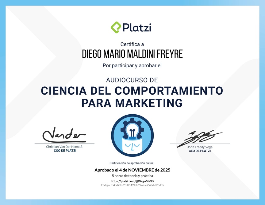 Diploma de Audiocurso para Analizar el Comportamiento del Consumidor