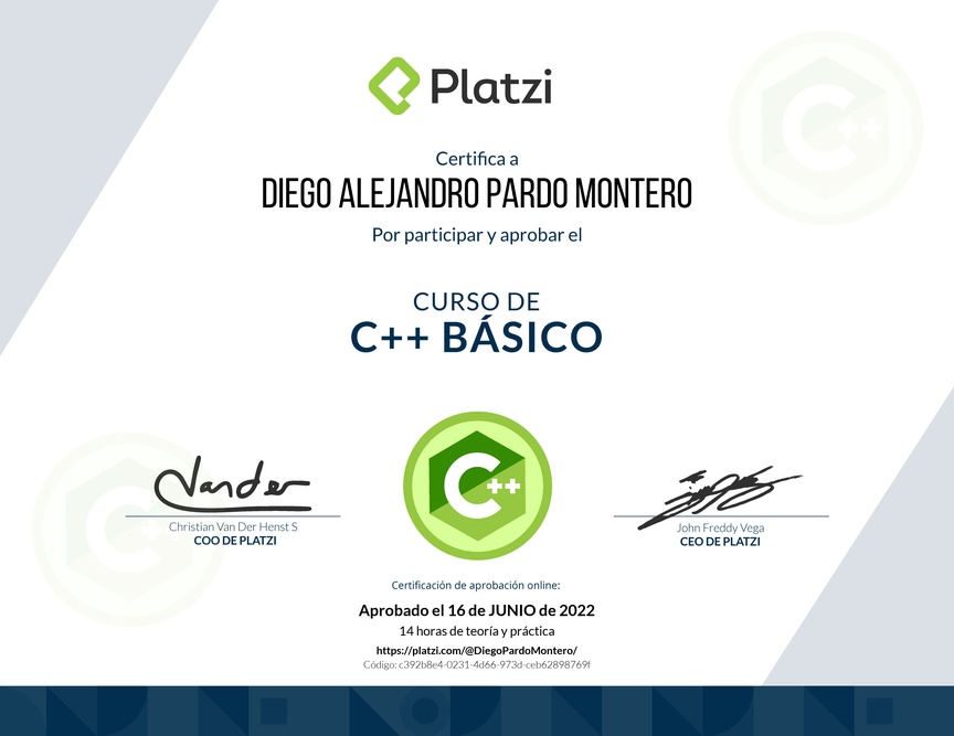 Diploma del Curso de C++ Básico