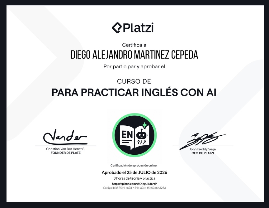 Diploma del Curso para Practicar Inglés con AI