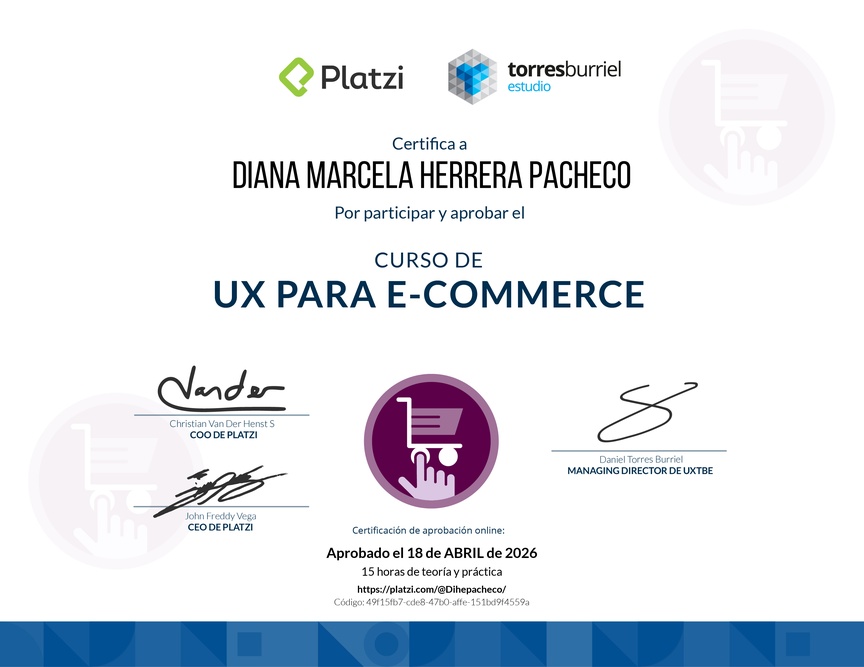 Diploma del Curso de UX para E-Commerce