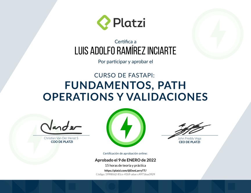 Diploma del Curso de FastAPI: Fundamentos, Path Operations y Validaciones