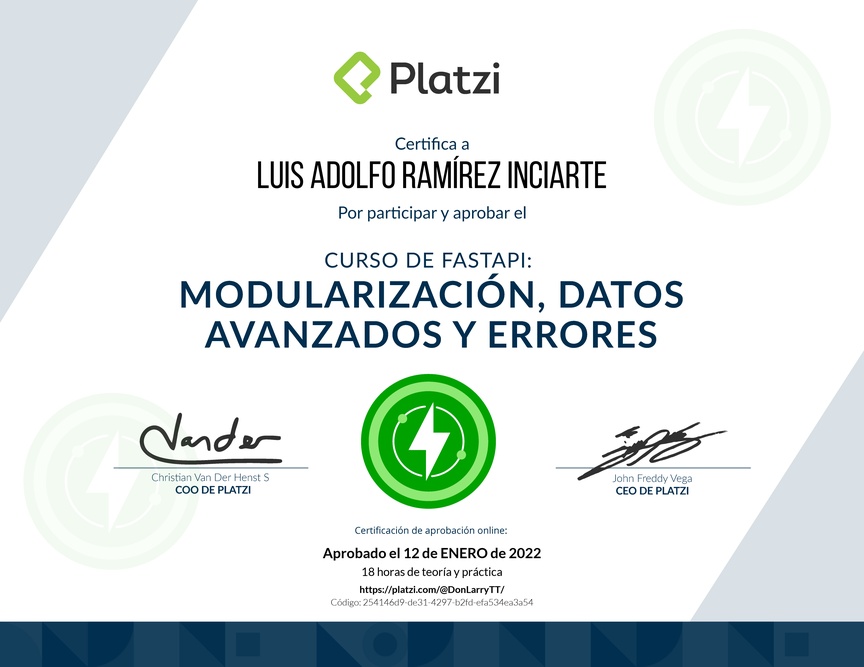 Diploma del Curso de FastAPI: Modularización, Datos y Errores