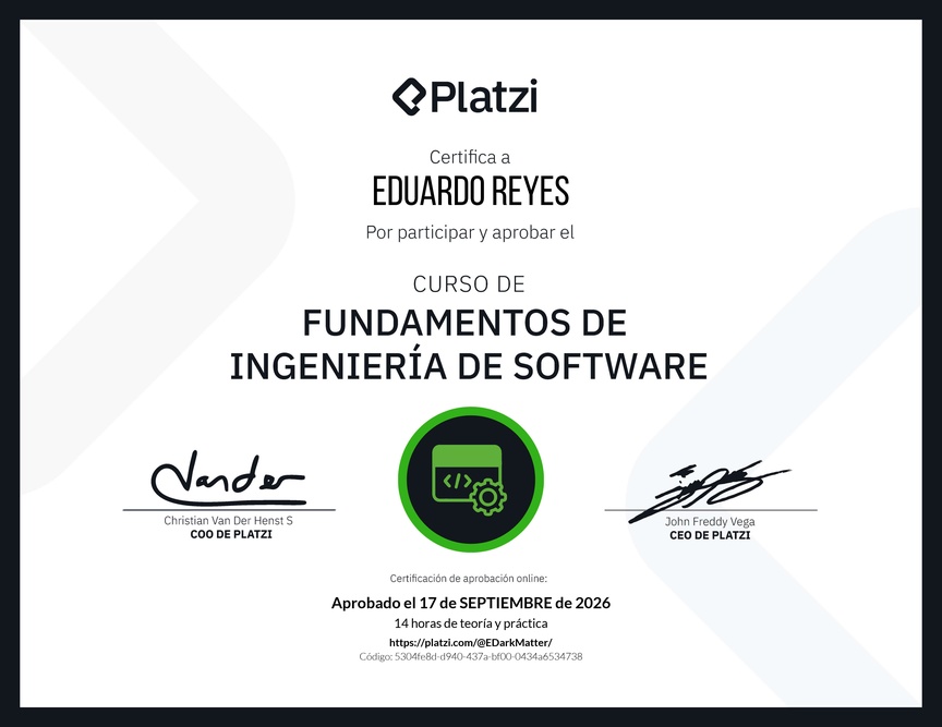 Diploma del Curso de Fundamentos de Ingeniería de Software