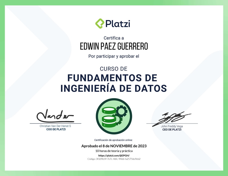 Diploma del Curso de Fundamentos de Ingeniería de Datos