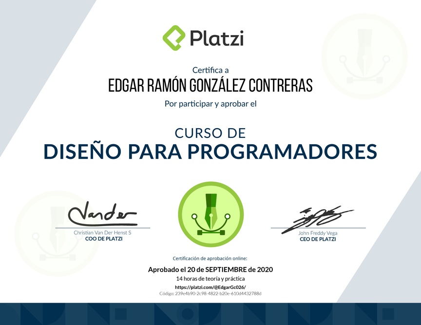 Diploma del Curso de Diseño para Developers