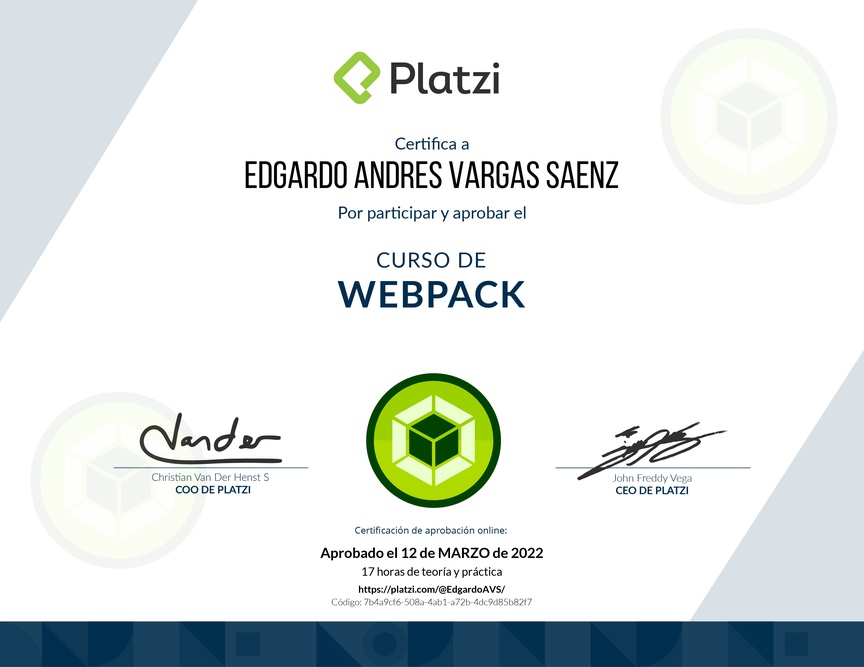 Diploma del Curso de Webpack