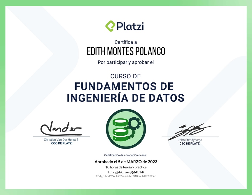 Diploma del Curso de Fundamentos de Ingeniería de Datos