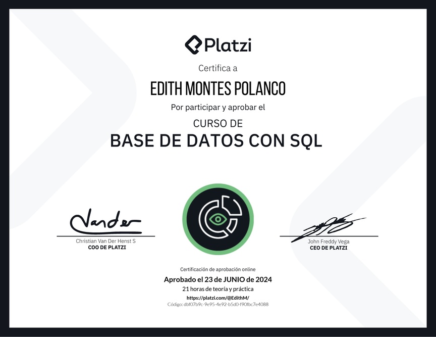 Diploma del Curso de Bases de Datos con SQL - Deprecado