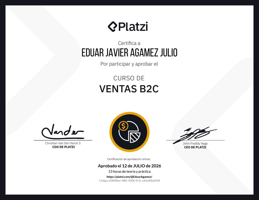 Diploma del Curso de Ventas B2C