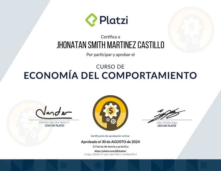 Diploma del Curso de Economía del Comportamiento