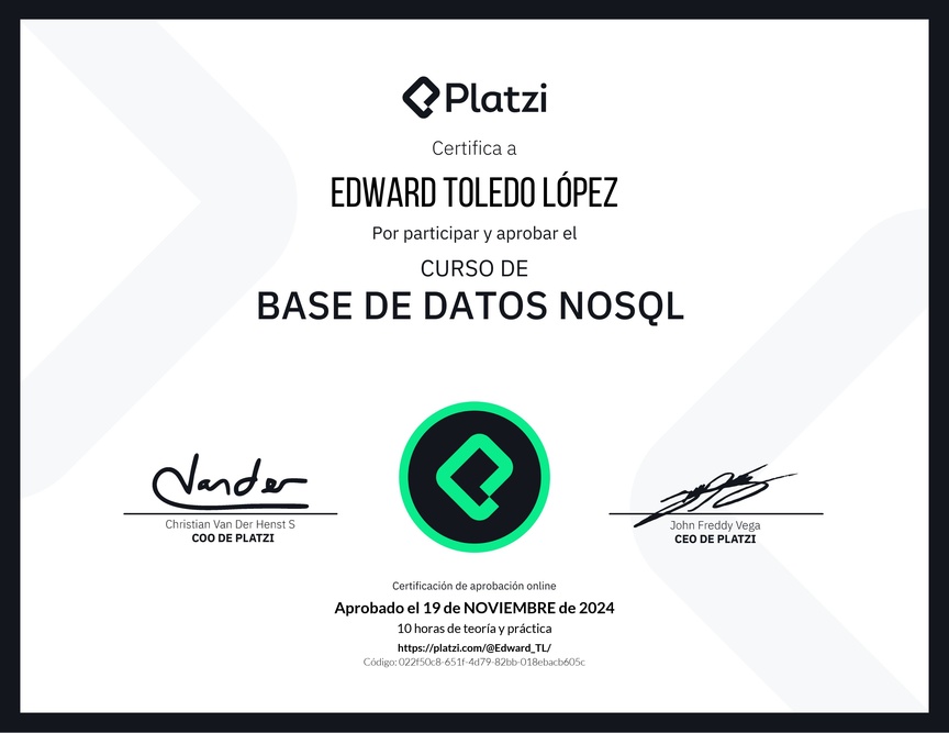 Diploma del Curso de Base de Datos NoSQL