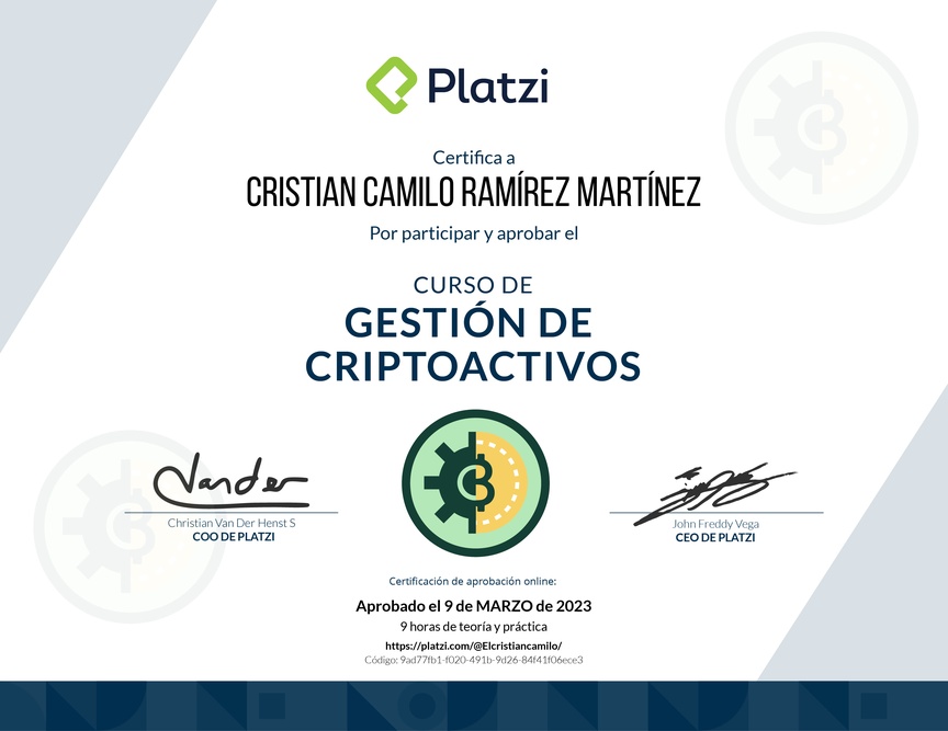 Diploma del Curso de Gestión de Criptoactivos