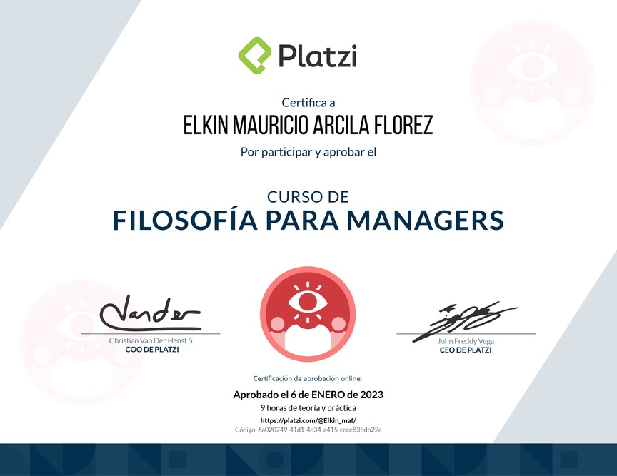 Diploma de Audiocurso de Filosofía para Managers