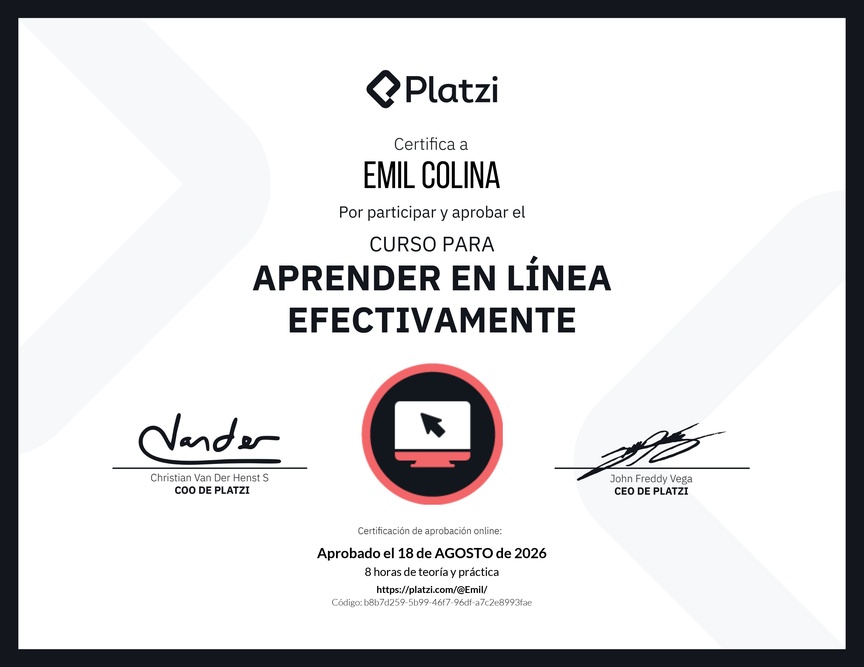 Diploma del Curso para Aprender en Línea Efectivamente