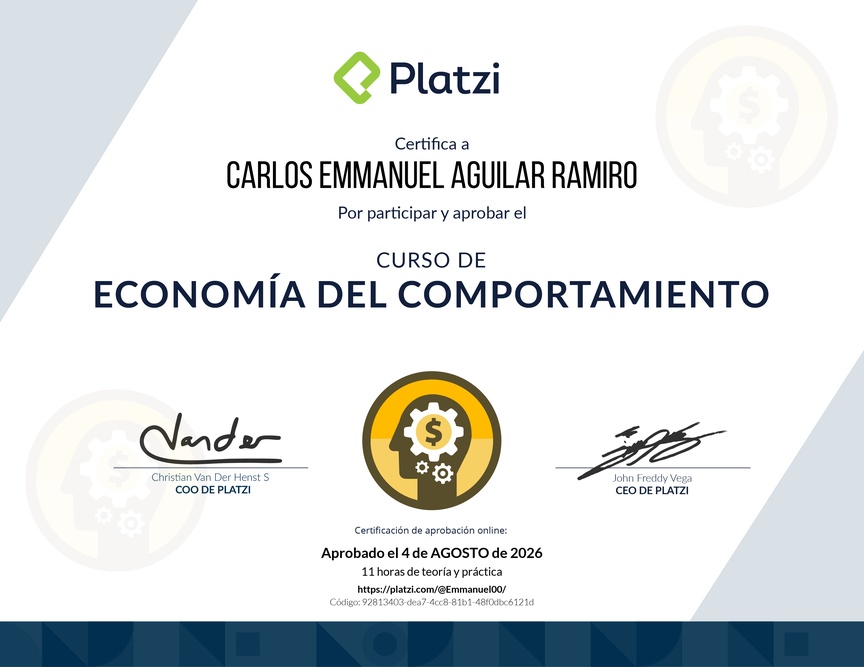 Diploma del Curso de Economía del Comportamiento