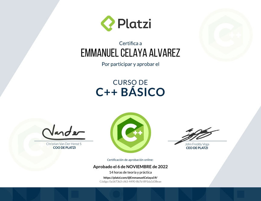 Diploma del Curso de C++ Básico