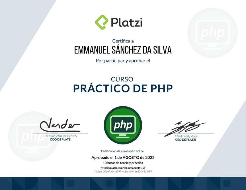 Diploma del Curso Práctico de PHP