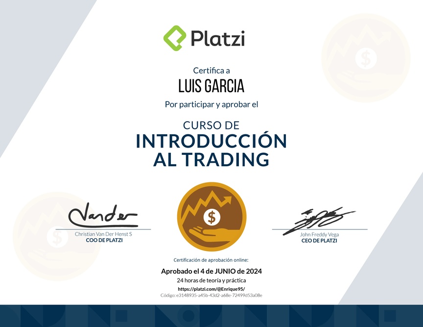 Diploma del Curso de Introducción al Trading