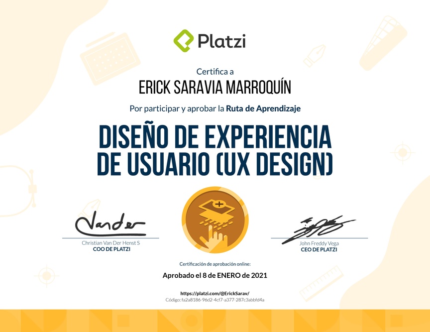 Diploma de la Ruta de Aprendizaje de Diseño de Experiencia de Usuario (UX Design)