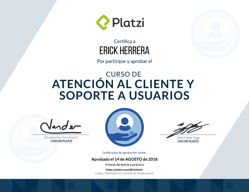 Diploma del Curso de Servicio al Cliente y Soporte a Usuarios