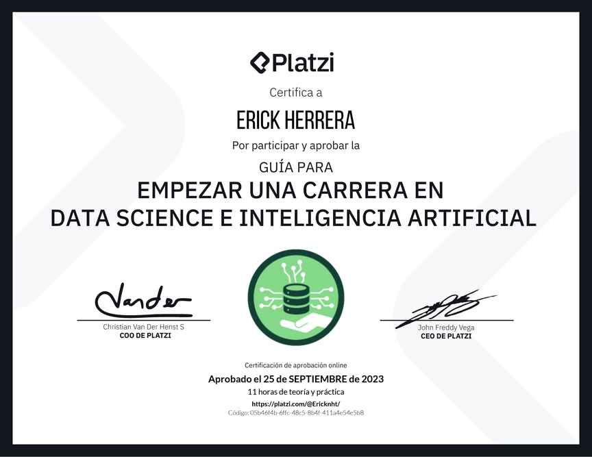 Diploma de Guía para Empezar una Carrera en Data Science e Inteligencia Artificial