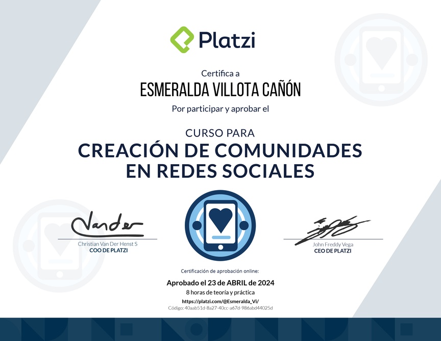 Diploma del Curso de Construcción de Comunidades en Redes Sociales