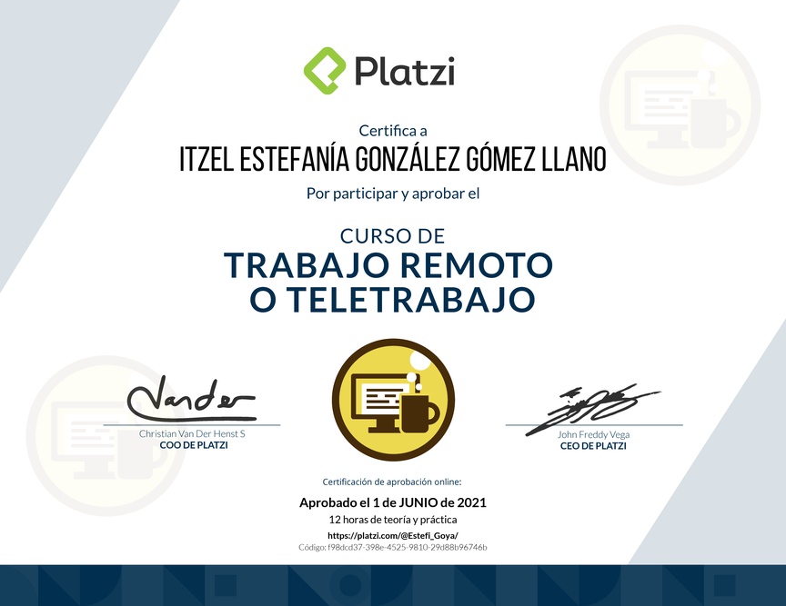 Diploma del Curso de Trabajo Remoto para Gestionar el Cambio Organizacional