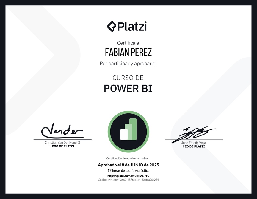 Diploma del Curso de Power BI